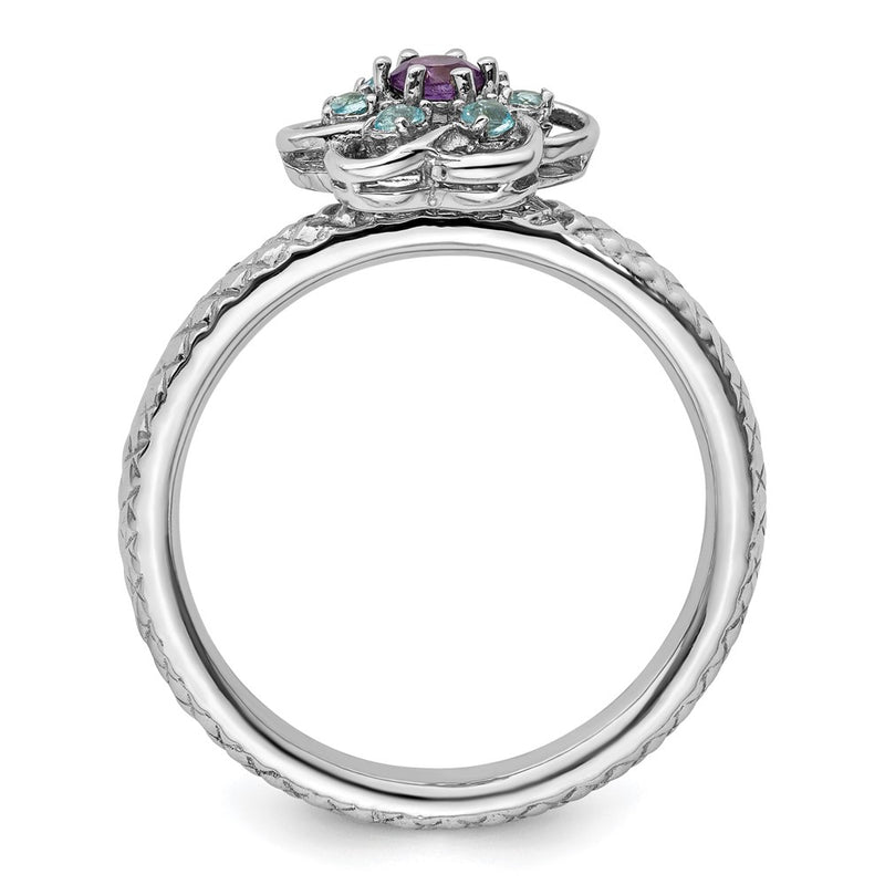 Sterling Silver Stackable Expressions Amethyst & Blue Topaz Ring