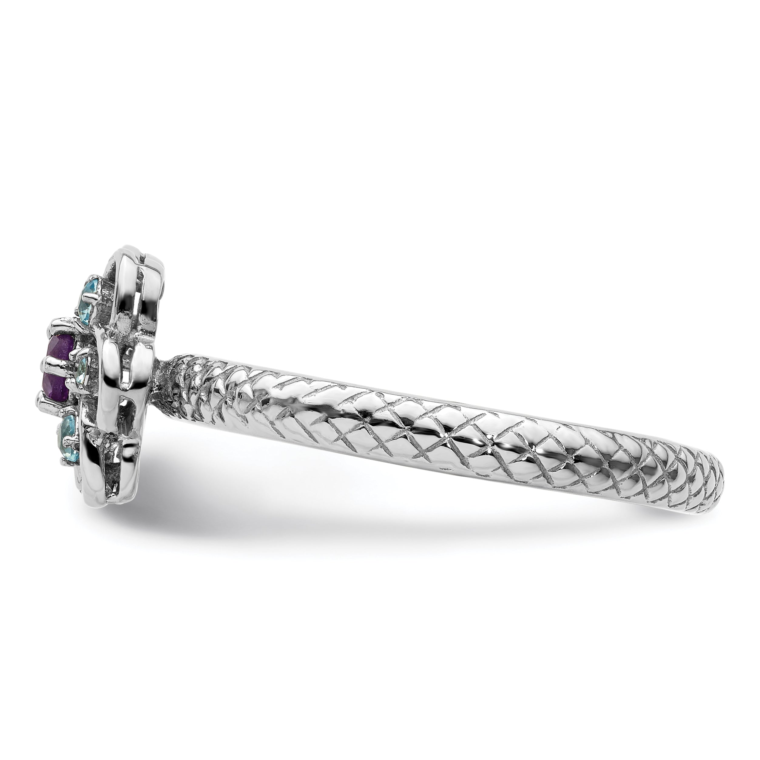 Sterling Silver Stackable Expressions Amethyst & Blue Topaz Ring