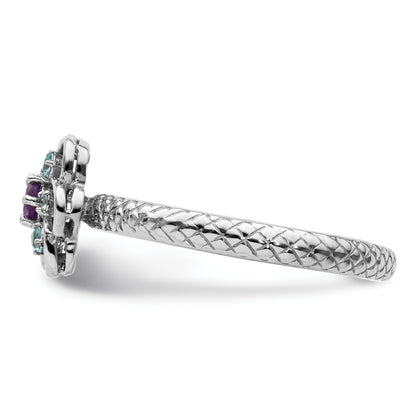 Sterling Silver Stackable Expressions Amethyst & Blue Topaz Ring