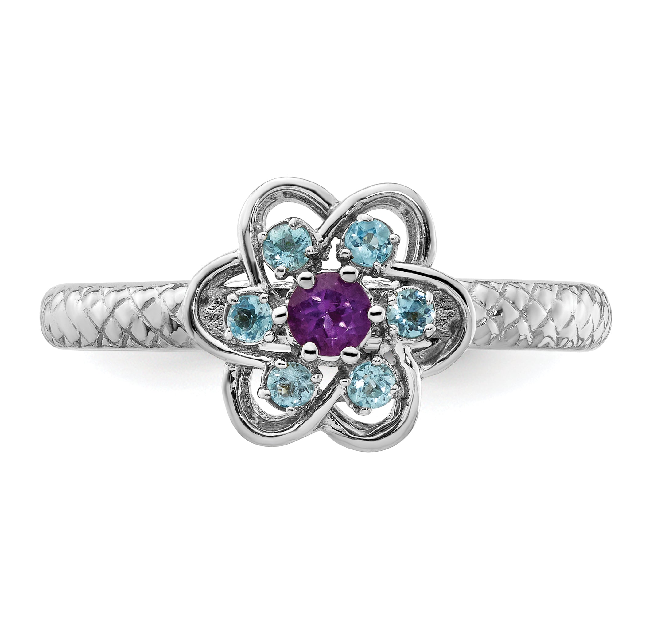 Sterling Silver Stackable Expressions Amethyst & Blue Topaz Ring