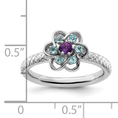 Sterling Silver Stackable Expressions Amethyst & Blue Topaz Ring