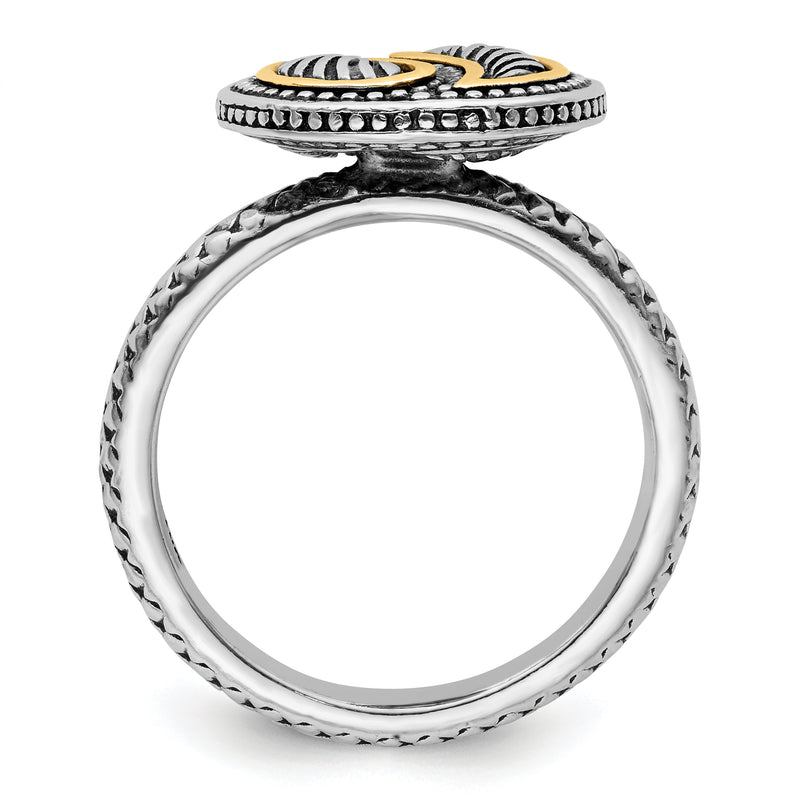 14K/Silver Two Tone Sterling Silver & 14K Stackable Expressions Antiqued Ring