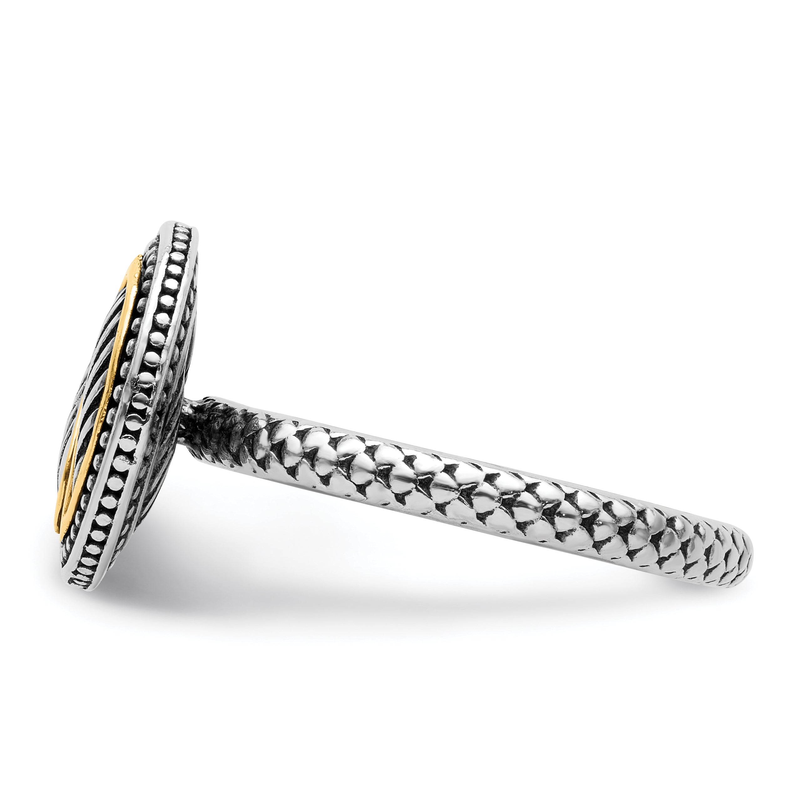 14K/Silver Two Tone Sterling Silver & 14K Stackable Expressions Antiqued Ring