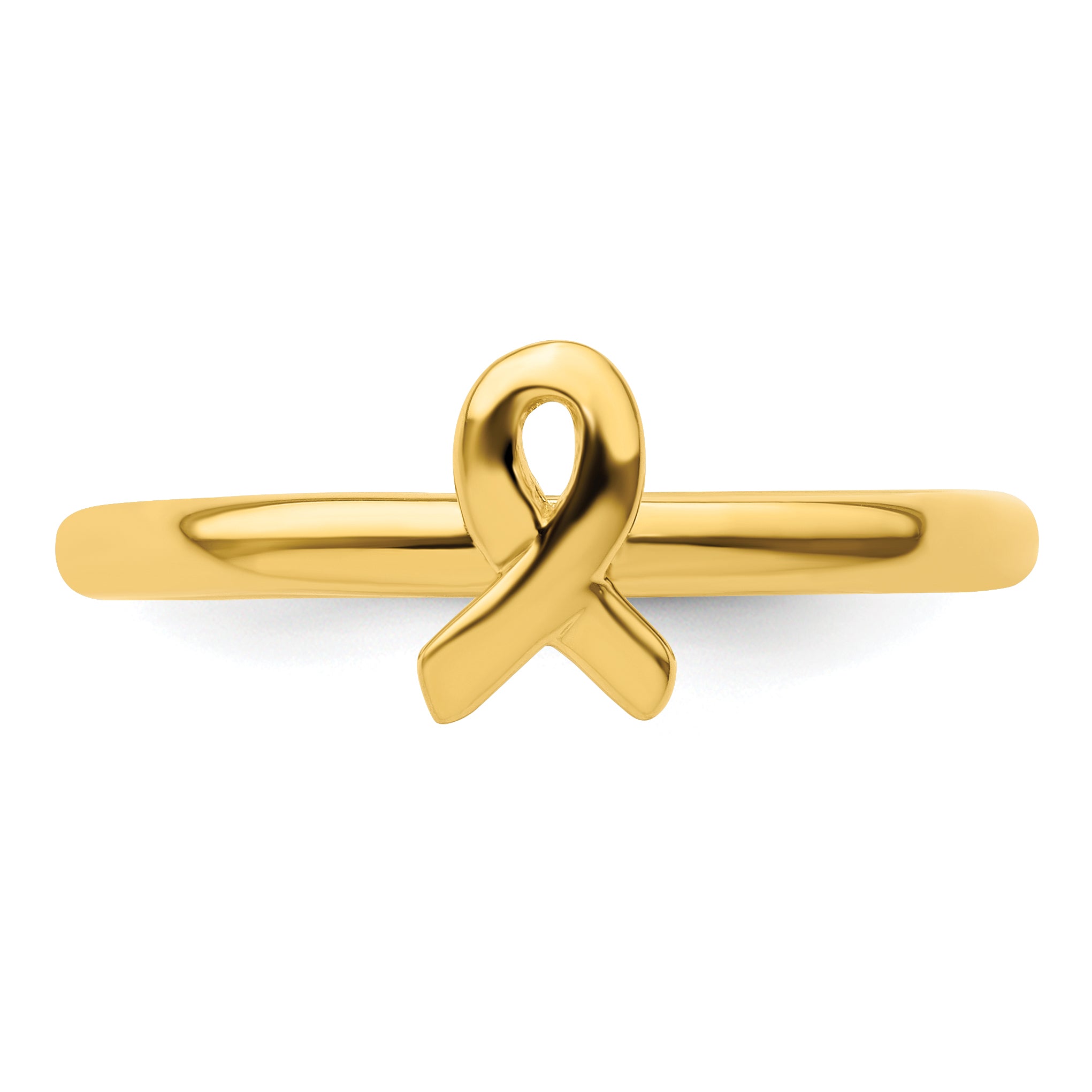 Sterling Silver Stackable Expressions Gold Plated Awareness Ribbon Ring