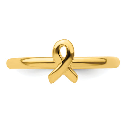 Sterling Silver Stackable Expressions Gold Plated Awareness Ribbon Ring