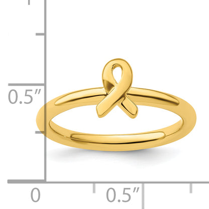 Sterling Silver Stackable Expressions Gold Plated Awareness Ribbon Ring