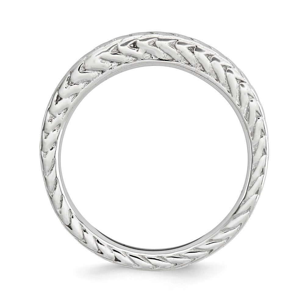 Sterling Silver Stackable Expressions Rhodium Plated Domed Ring (Size 5 Only)