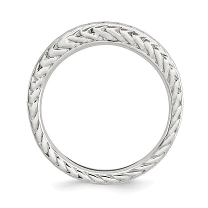 Sterling Silver Stackable Expressions Rhodium Plated Domed Ring (Size 5 Only)