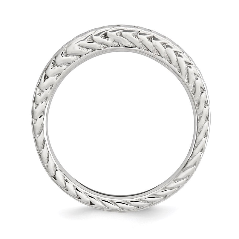 Sterling Silver Stackable Expressions Rhodium Plated Domed Ring (Size 5 Only)