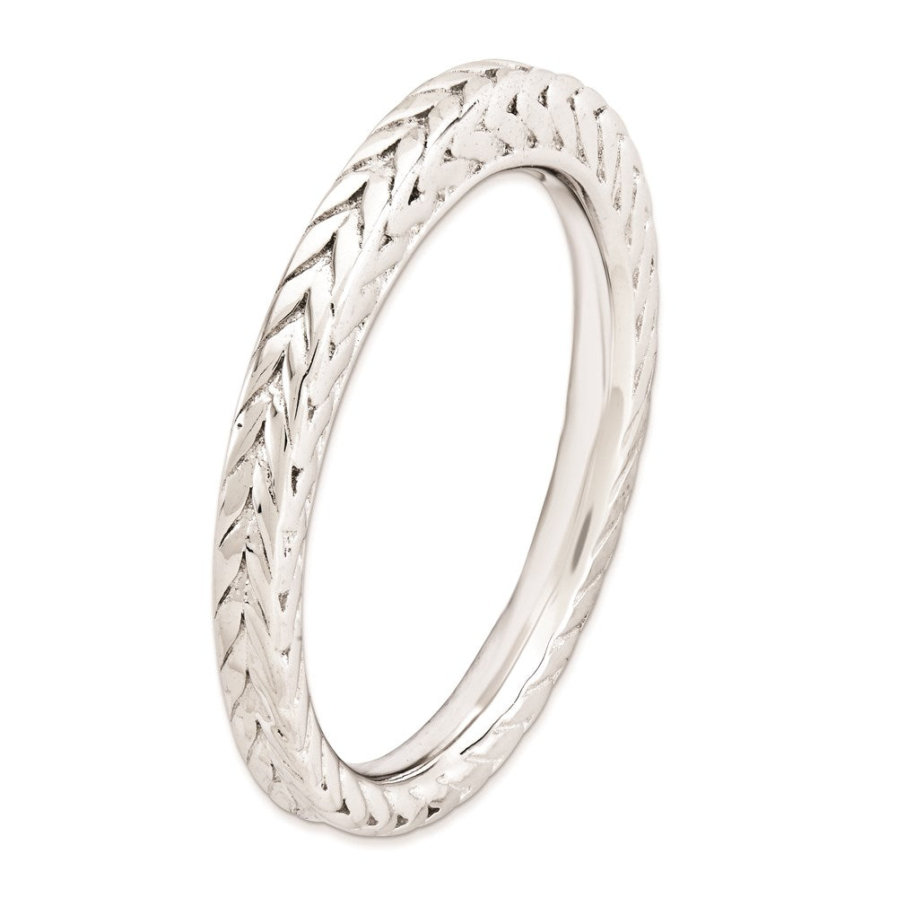 Sterling Silver Stackable Expressions Rhodium Plated Domed Ring (Size 5 Only)