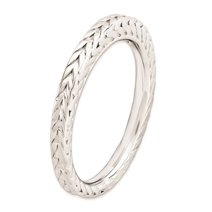 Sterling Silver Stackable Expressions Rhodium Plated Domed Ring (Size 5 Only)