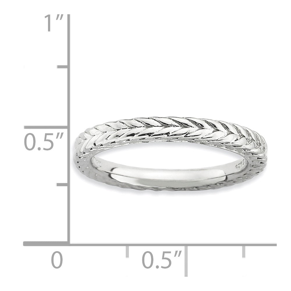 Sterling Silver Stackable Expressions Rhodium Plated Domed Ring (Size 5 Only)
