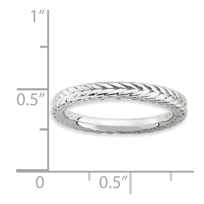 Sterling Silver Stackable Expressions Rhodium Plated Domed Ring (Size 5 Only)