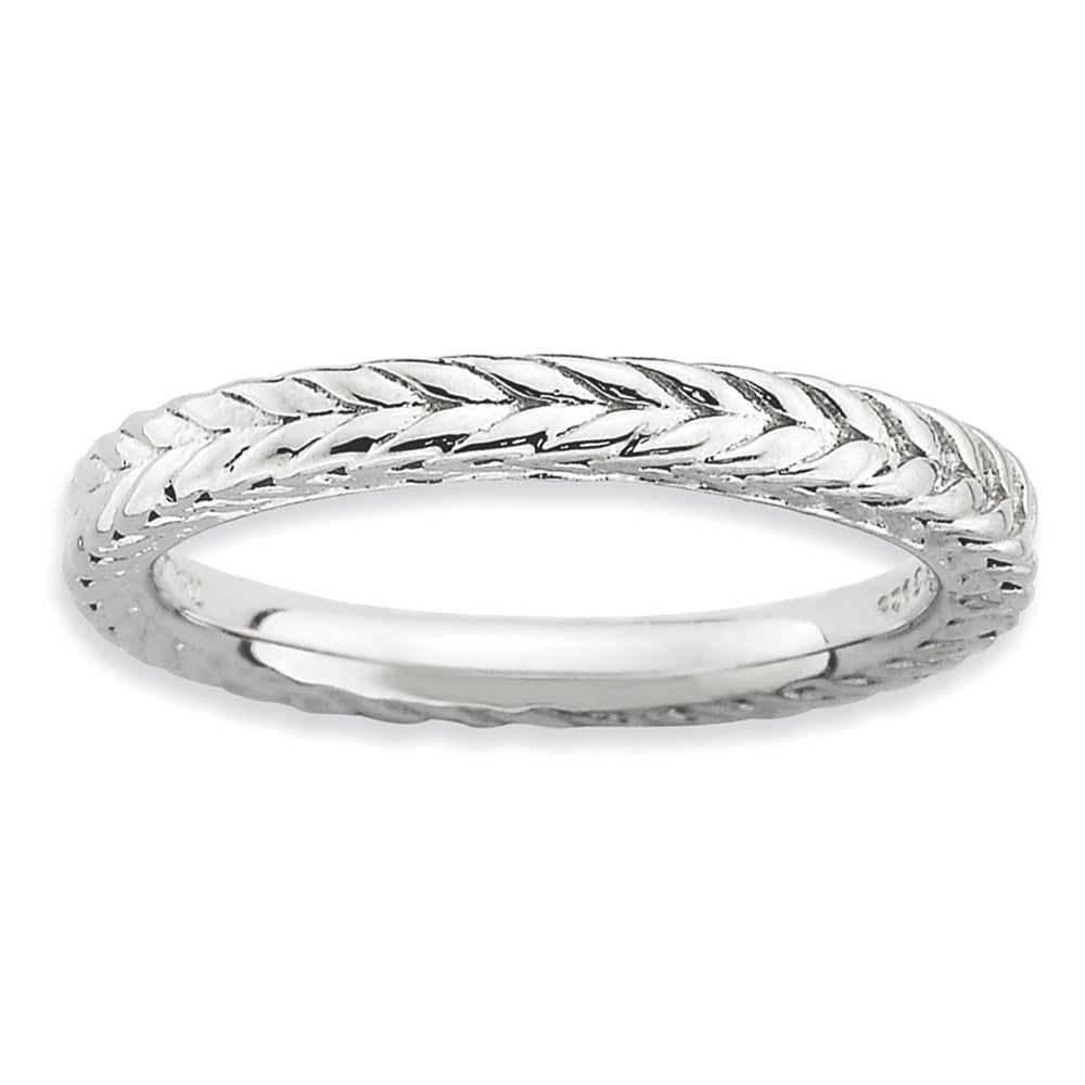 Sterling Silver Stackable Expressions Rhodium Plated Domed Ring (Size 5 Only)