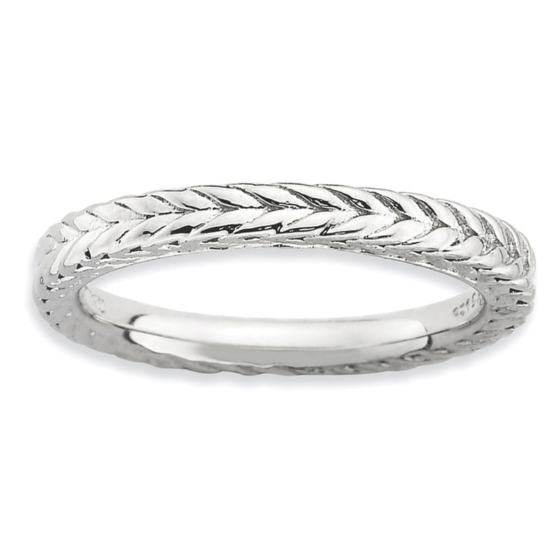Sterling Silver Stackable Expressions Rhodium Plated Domed Ring (Size 5 Only)