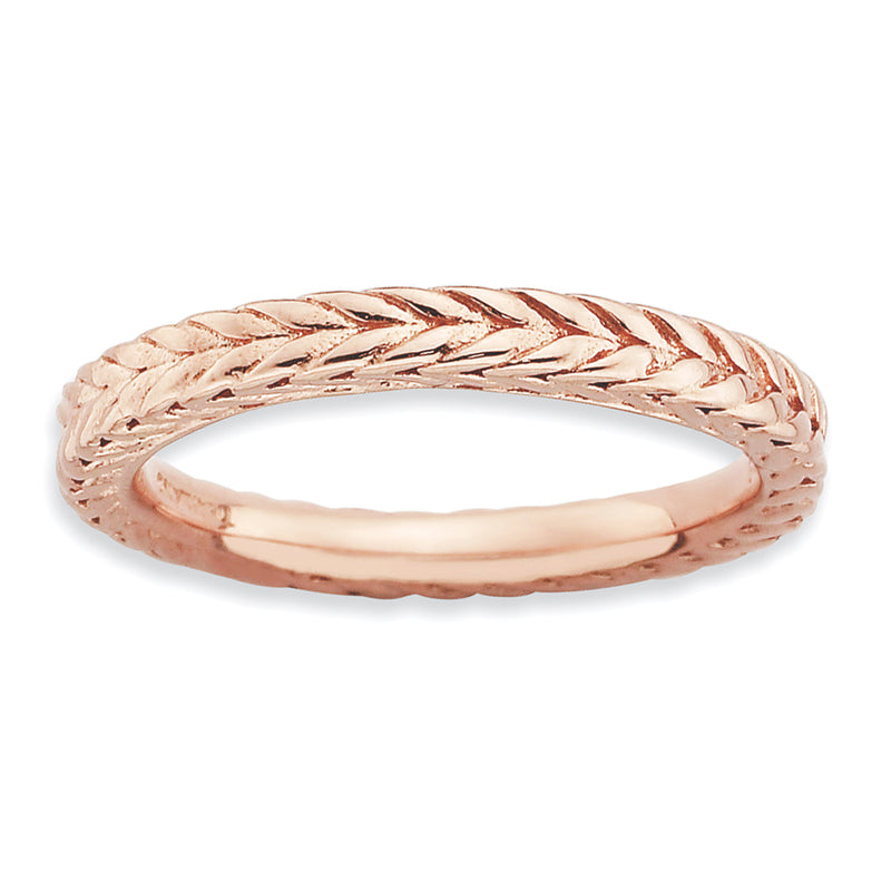 Sterling Silver Stackable Expressions Pink Plated Domed Ring