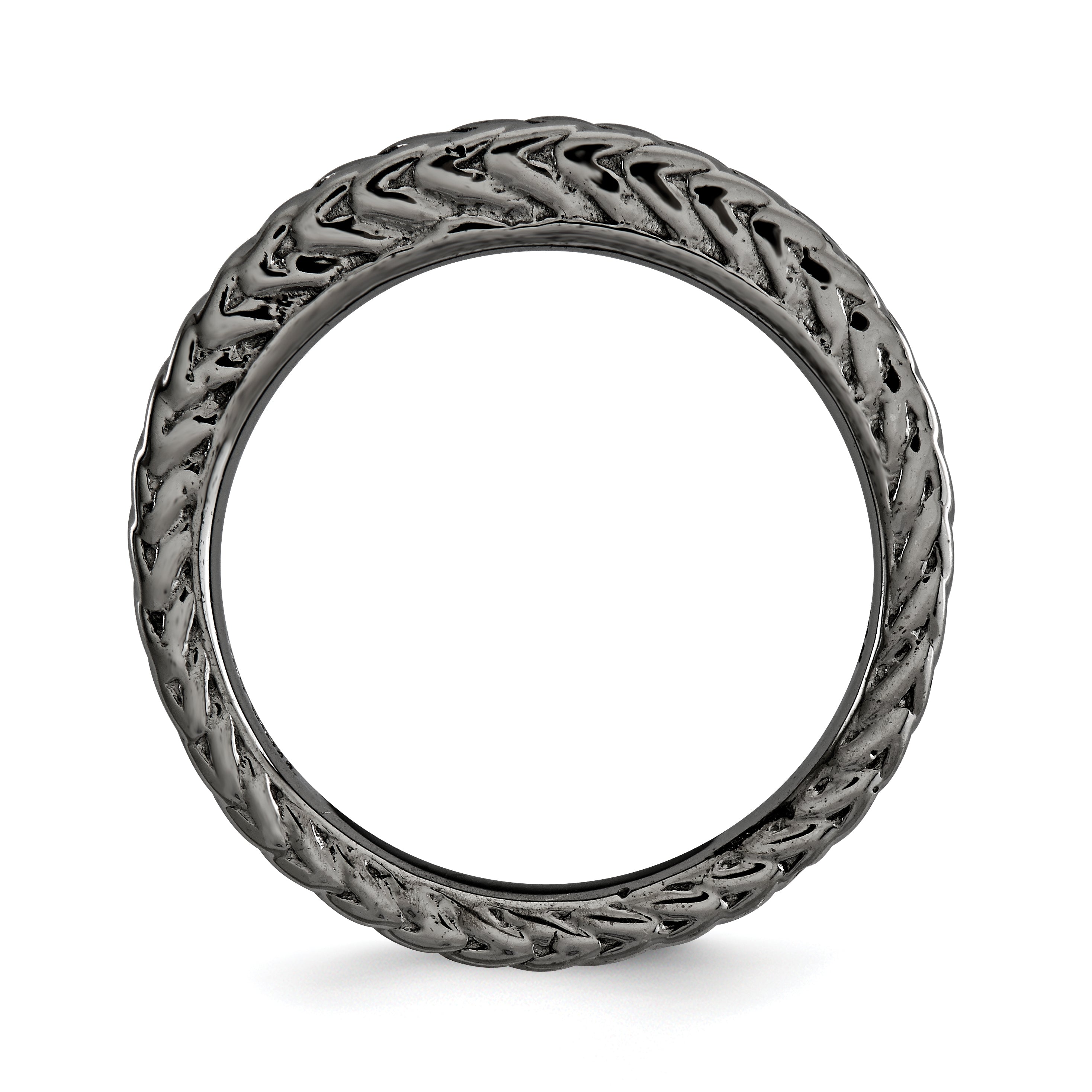 Sterling Silver Stackable Expressions Black Plated Domed Ring