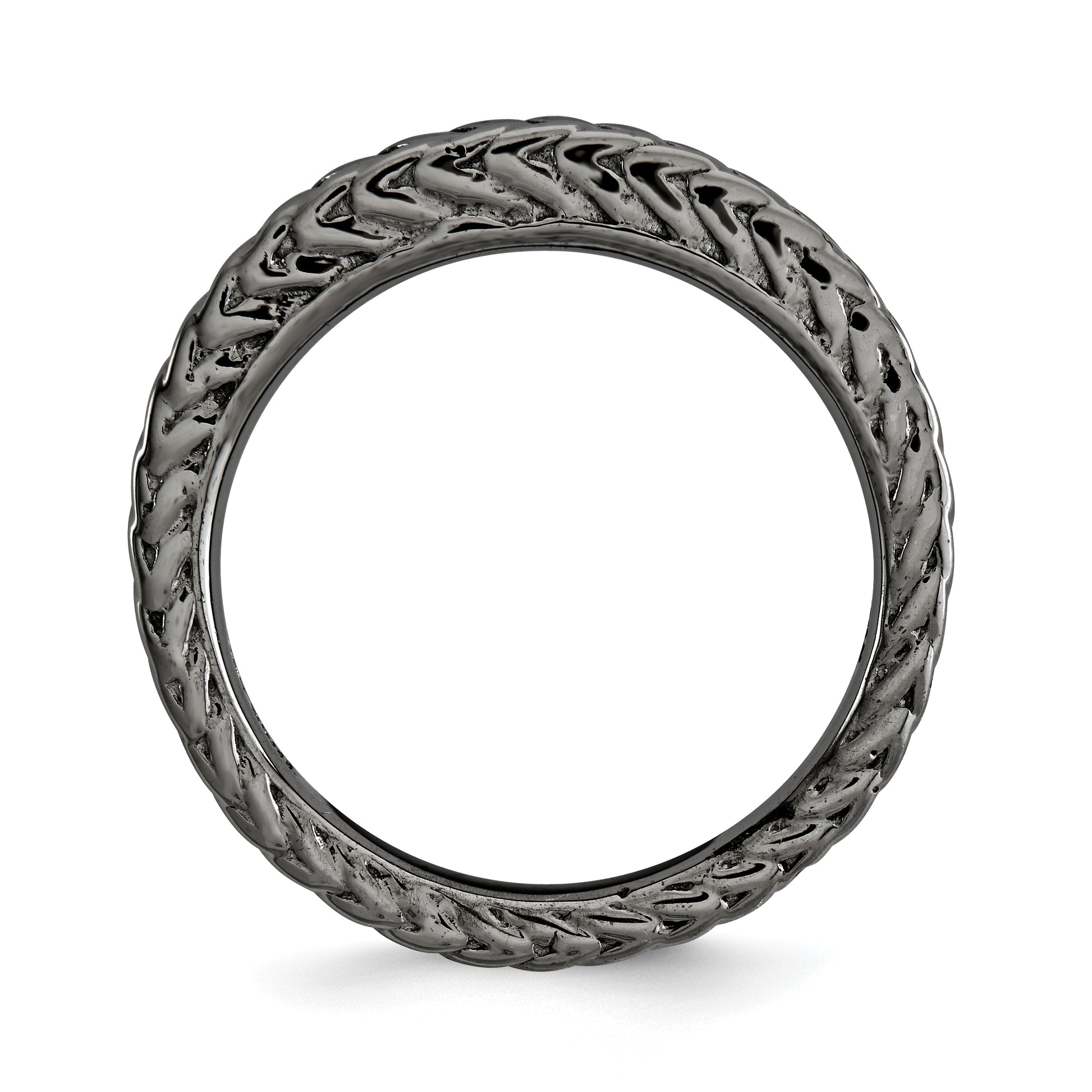Sterling Silver Stackable Expressions Black Plated Domed Ring
