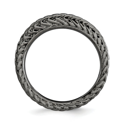 Sterling Silver Stackable Expressions Black Plated Domed Ring