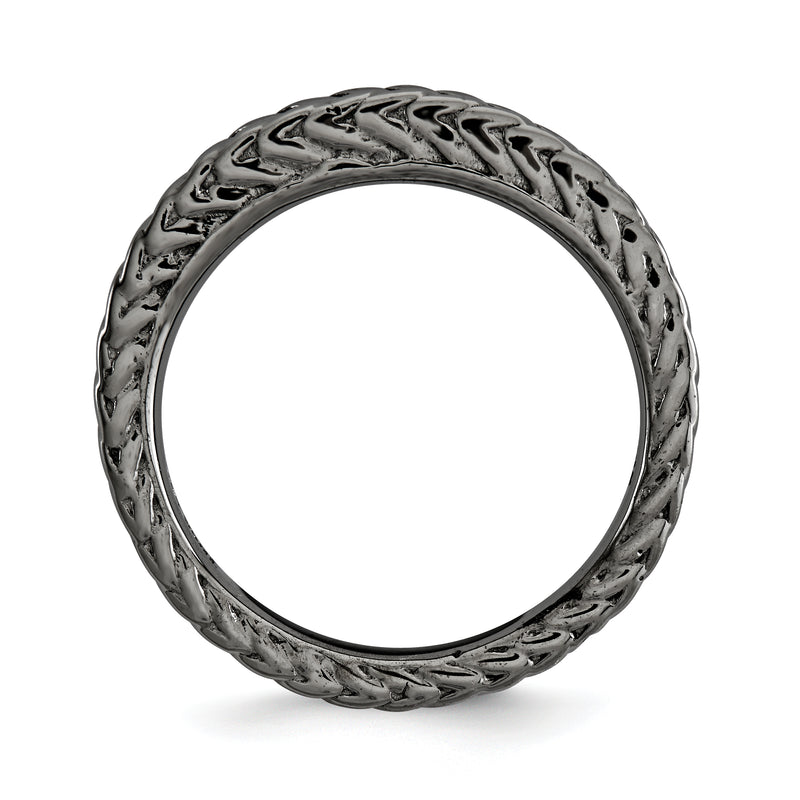 Sterling Silver Stackable Expressions Black Plated Domed Ring