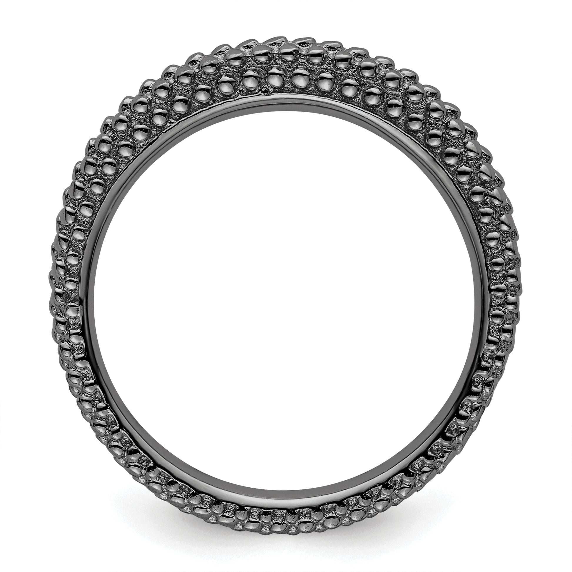 Sterling Silver Stackable Expressions Black Plated Domed Ring