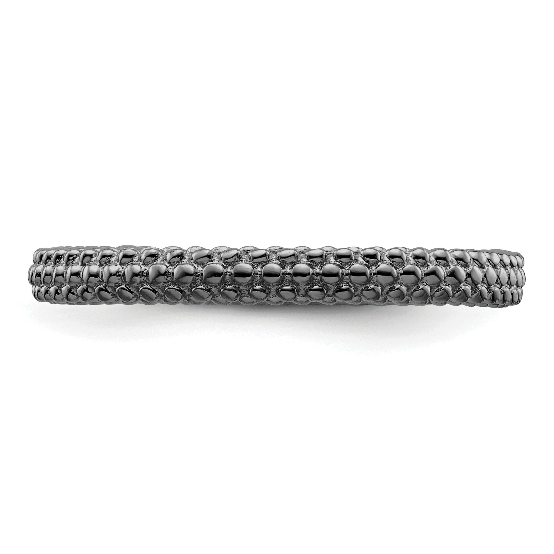Sterling Silver Stackable Expressions Black Plated Domed Ring