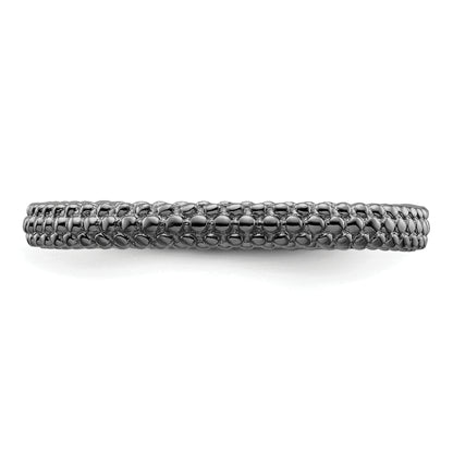 Sterling Silver Stackable Expressions Black Plated Domed Ring