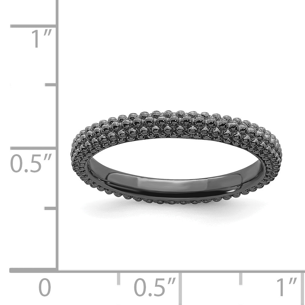 Sterling Silver Stackable Expressions Black Plated Domed Ring