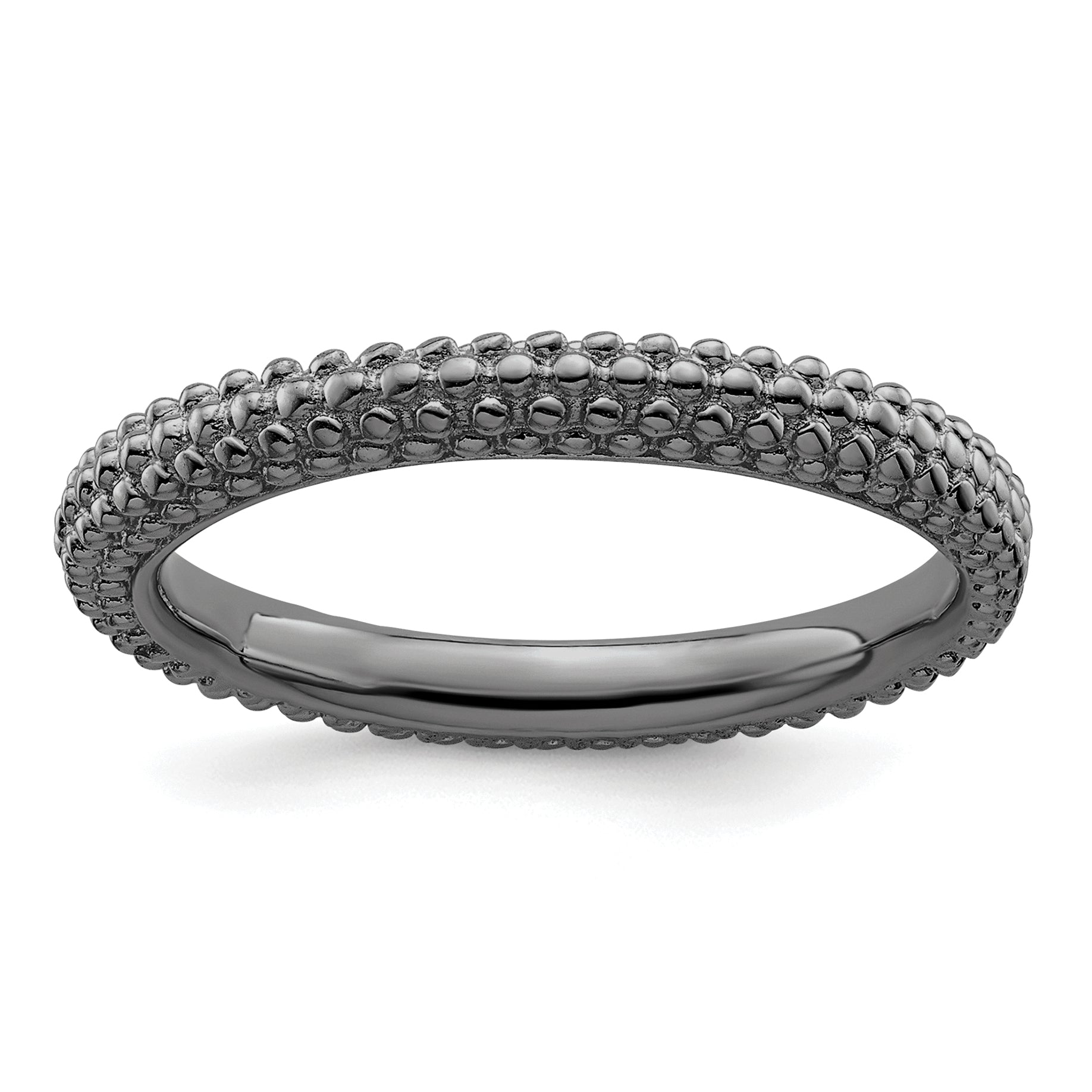 Sterling Silver Stackable Expressions Black Plated Domed Ring