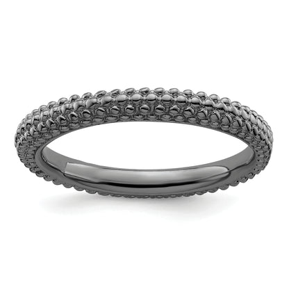 Sterling Silver Stackable Expressions Black Plated Domed Ring