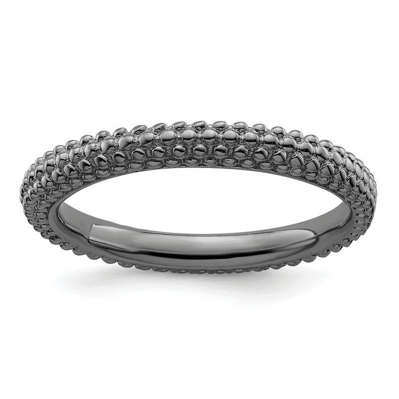 Sterling Silver Stackable Expressions Black Plated Domed Ring