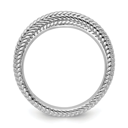 Sterling Silver Stackable Expressions Rhodium Plated Domed Ring