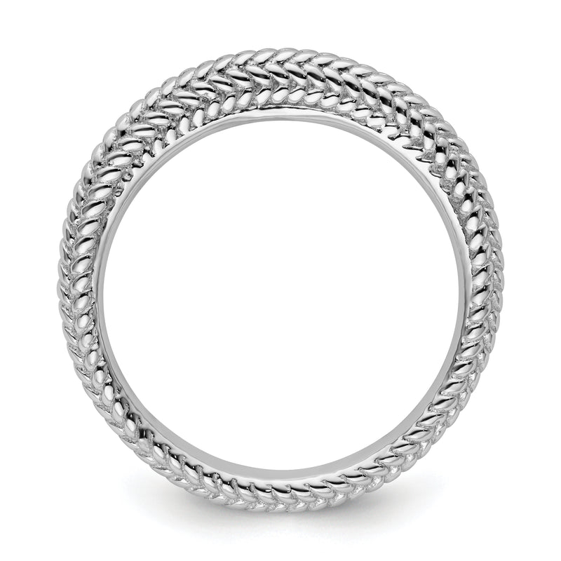 Sterling Silver Stackable Expressions Rhodium Plated Domed Ring