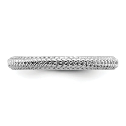 Sterling Silver Stackable Expressions Rhodium Plated Domed Ring
