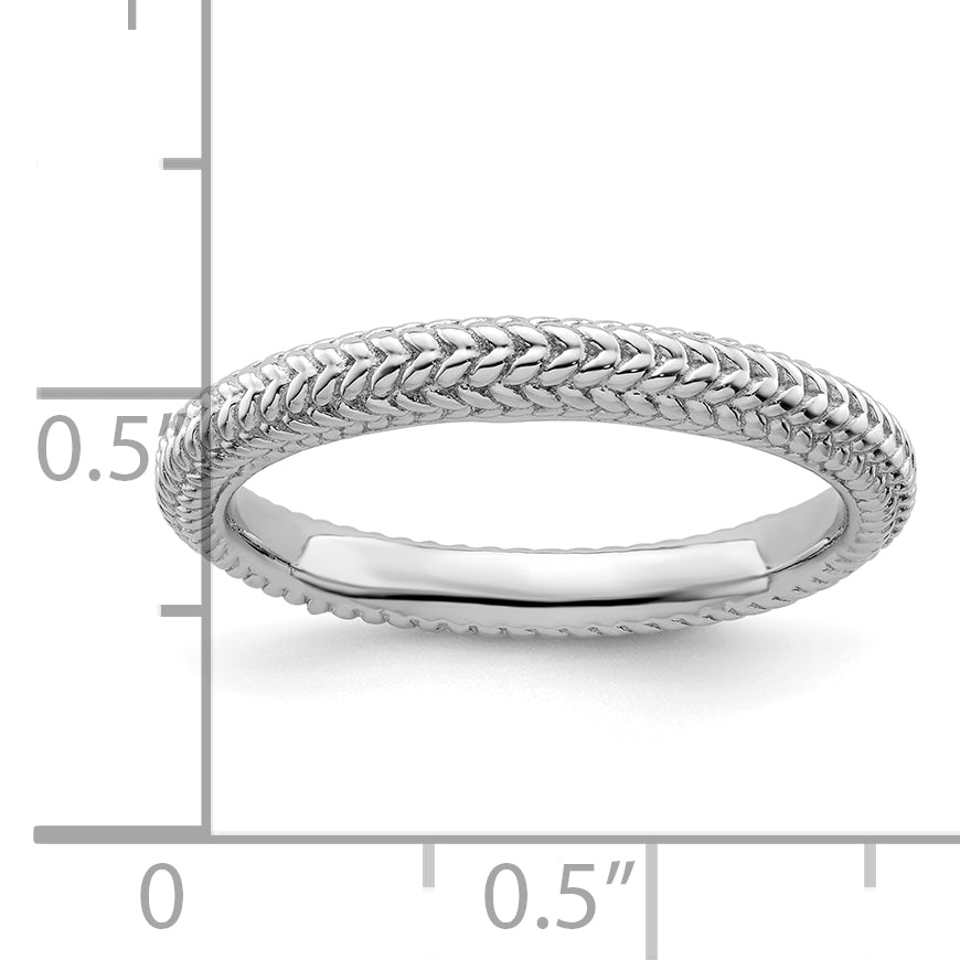 Sterling Silver Stackable Expressions Rhodium Plated Domed Ring