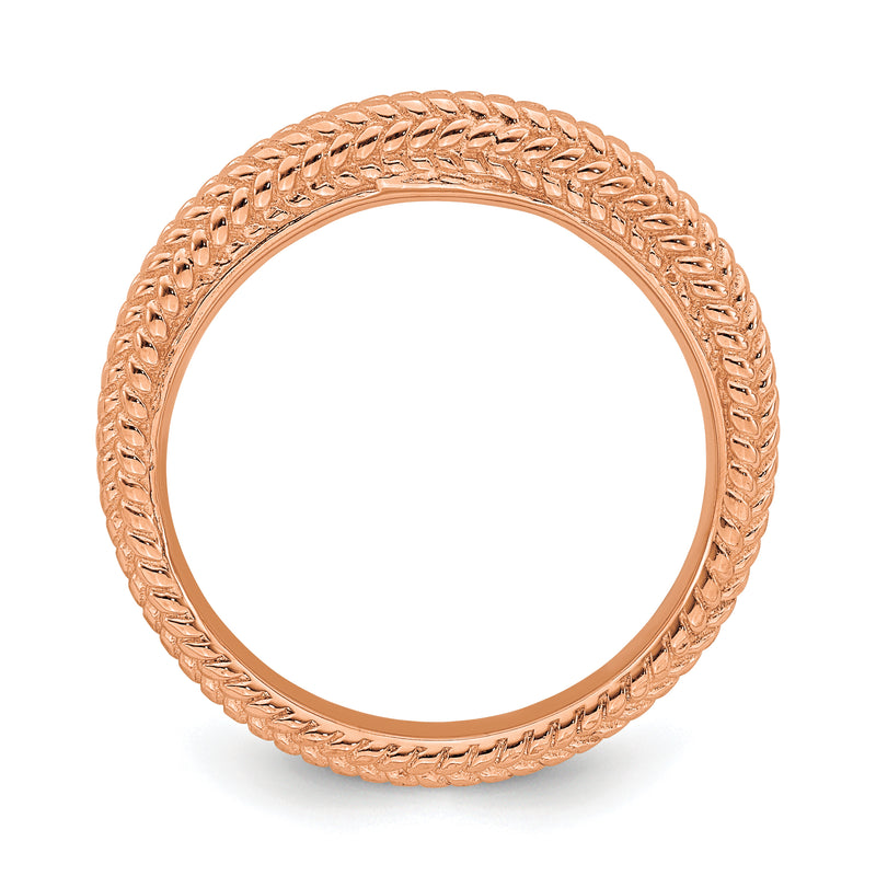 Sterling Silver Stackable Expressions Pink Plated Domed Ring