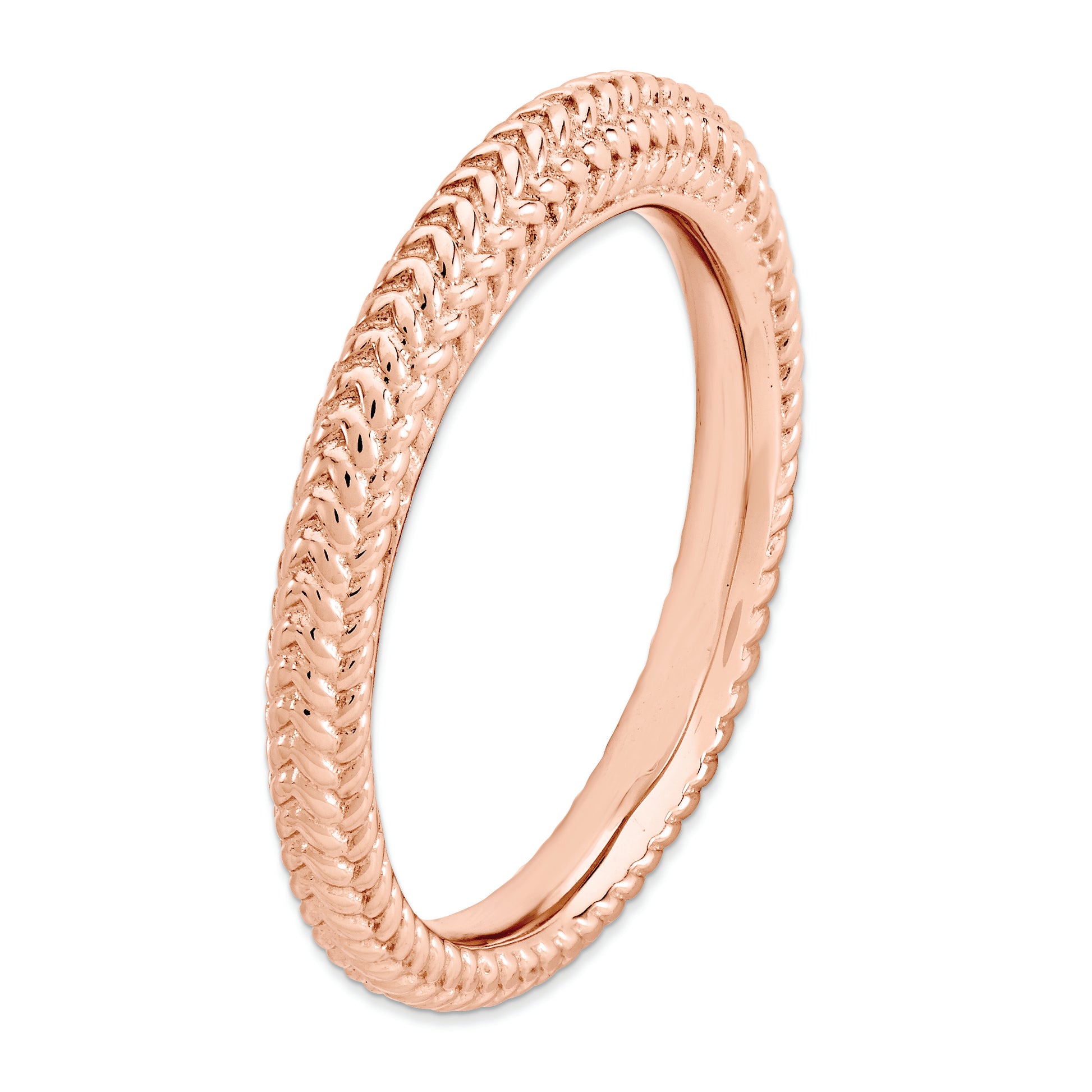 Sterling Silver Stackable Expressions Pink Plated Domed Ring