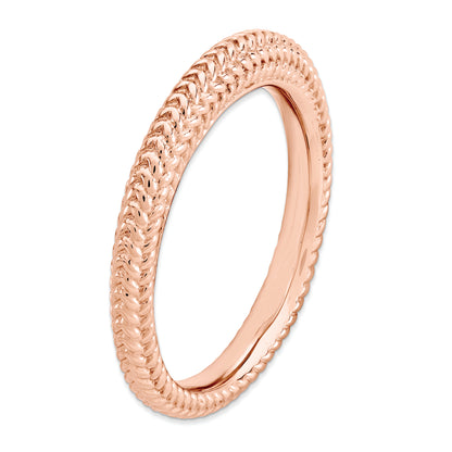 Sterling Silver Stackable Expressions Pink Plated Domed Ring