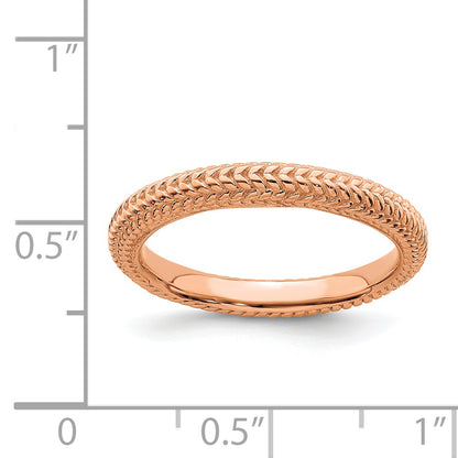Sterling Silver Stackable Expressions Pink Plated Domed Ring