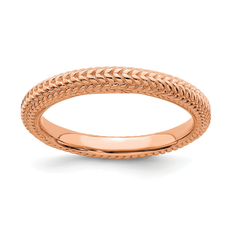 Sterling Silver Stackable Expressions Pink Plated Domed Ring