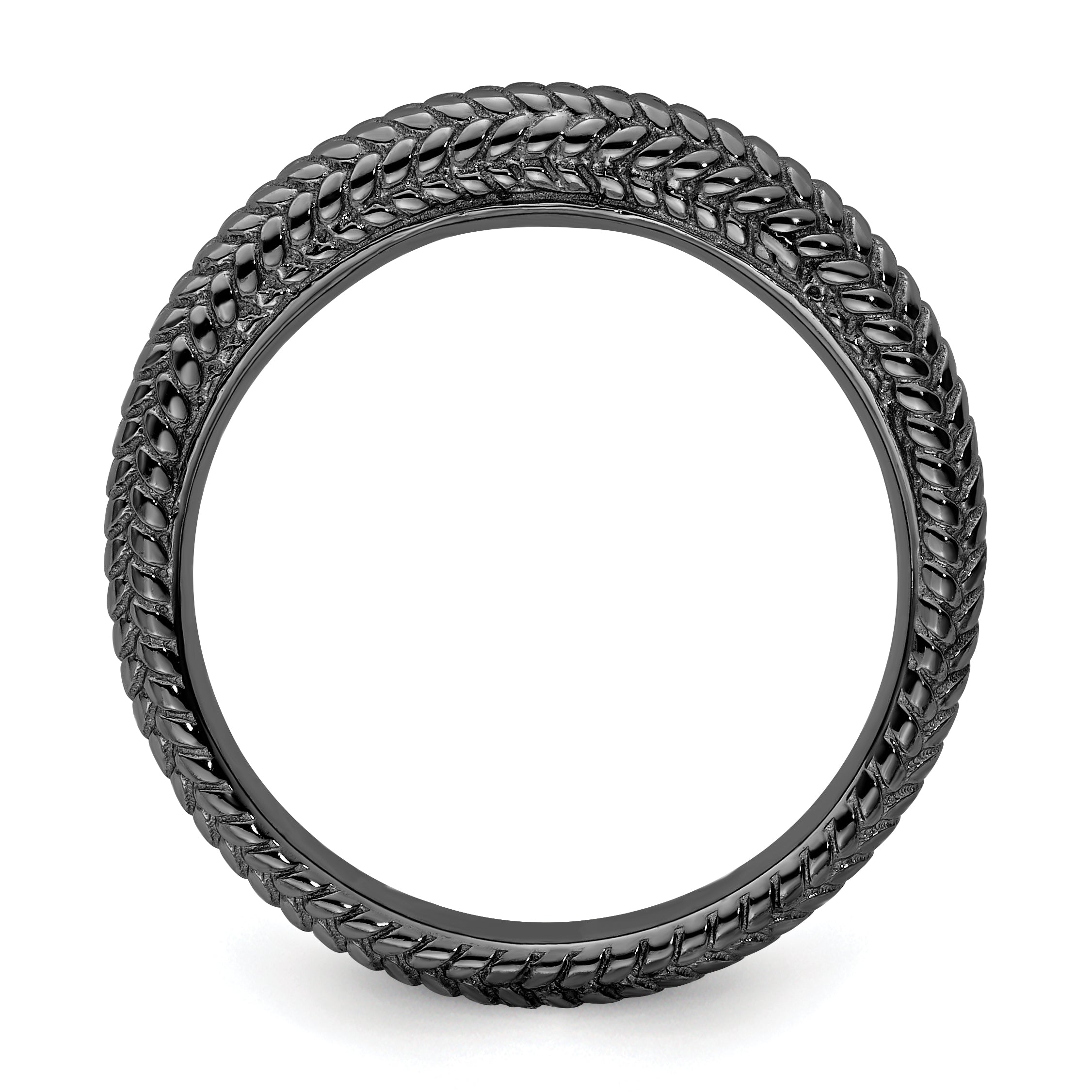 Sterling Silver Stackable Expressions Black Plated Domed Ring