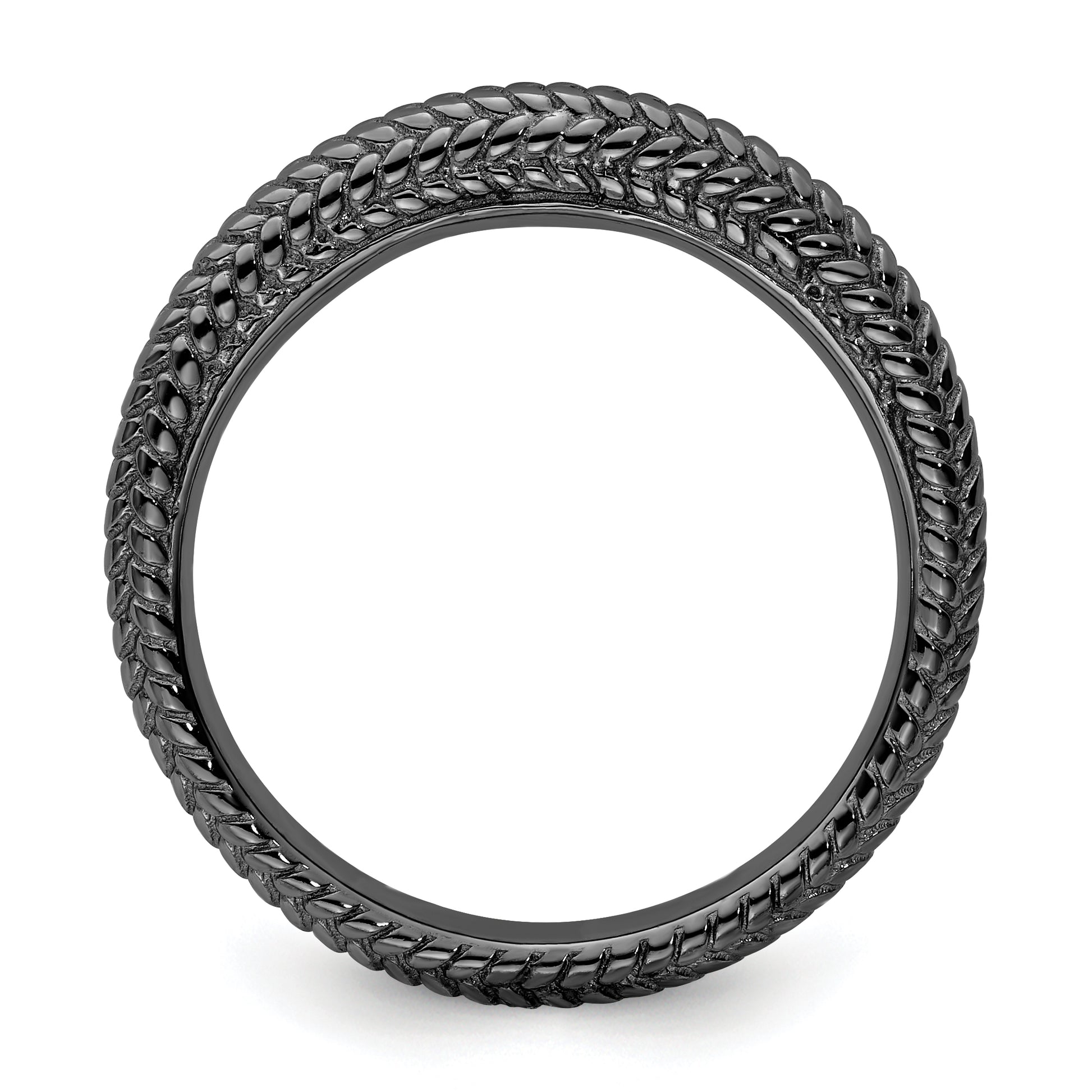 Sterling Silver Stackable Expressions Black Plated Domed Ring