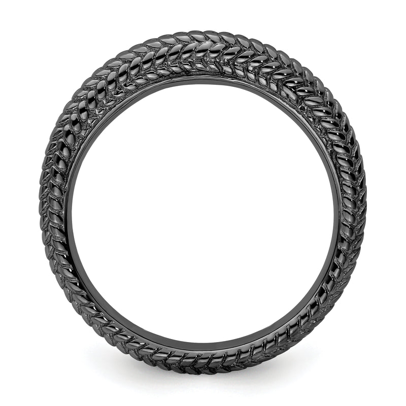 Sterling Silver Stackable Expressions Black Plated Domed Ring
