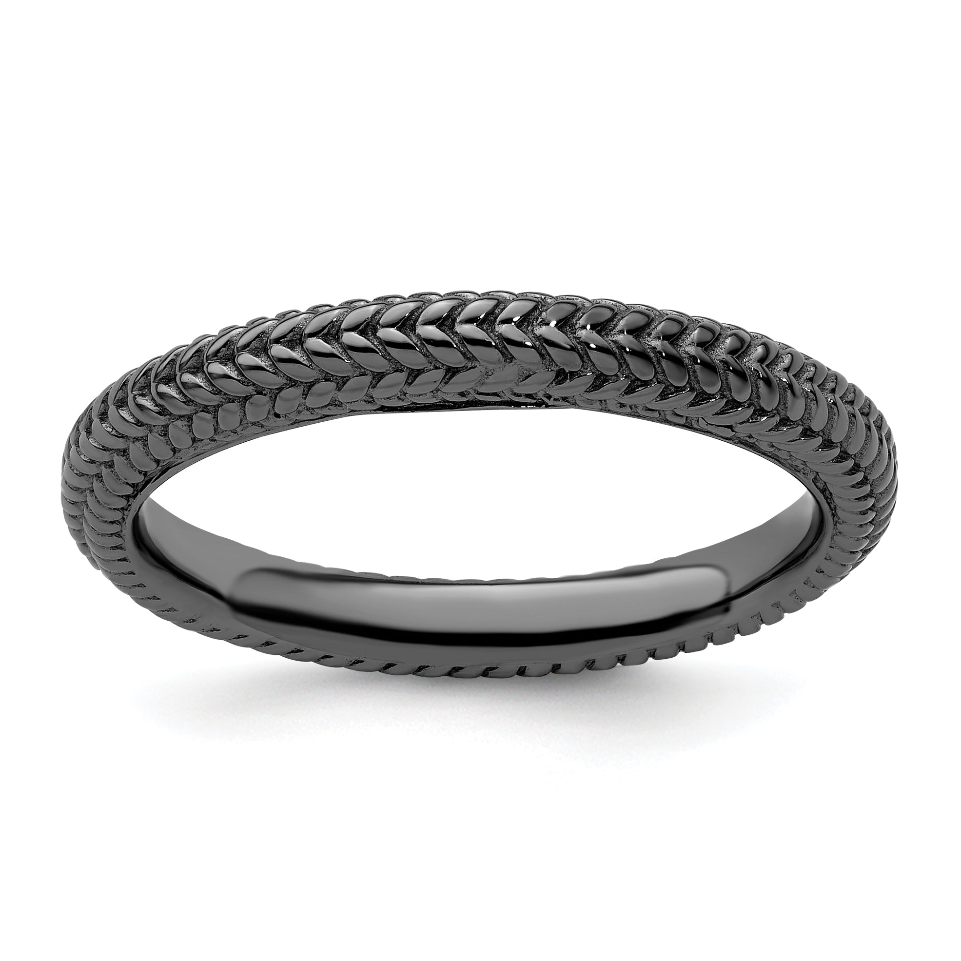 Sterling Silver Stackable Expressions Black Plated Domed Ring
