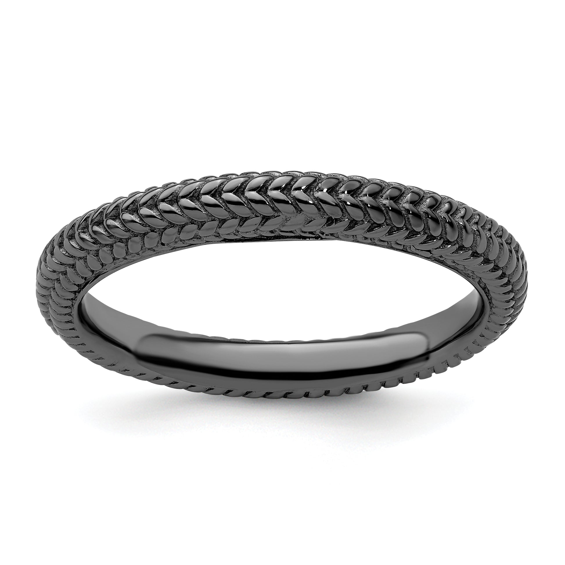Sterling Silver Stackable Expressions Black Plated Domed Ring