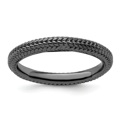 Sterling Silver Stackable Expressions Black Plated Domed Ring