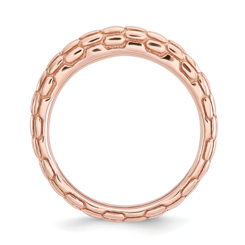 Sterling Silver Stackable Expressions Pink Plated Domed Ring