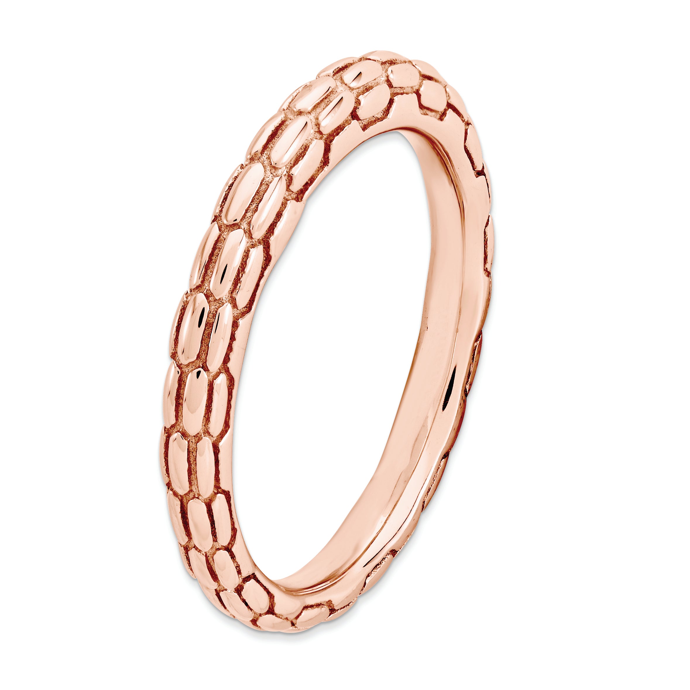 Sterling Silver Stackable Expressions Pink Plated Domed Ring