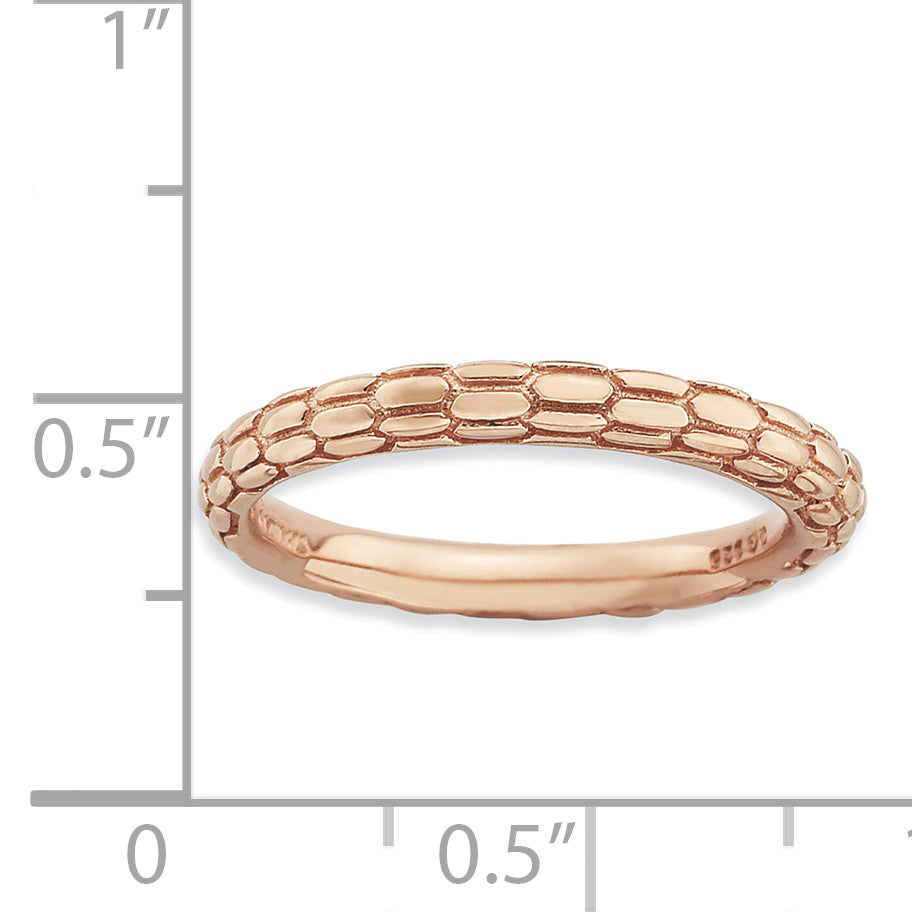 Sterling Silver Stackable Expressions Pink Plated Domed Ring