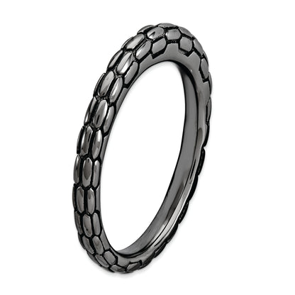 Sterling Silver Stackable Expressions Black Plated Domed Ring